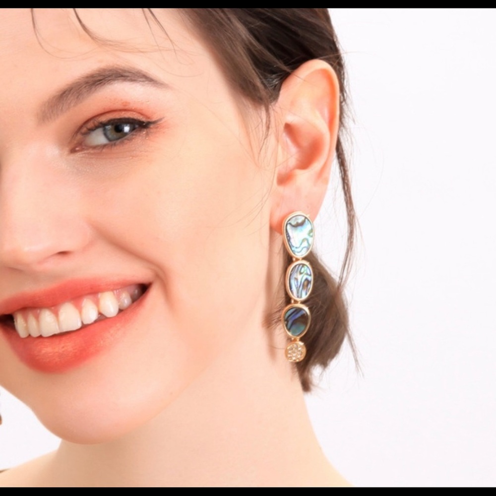 Faux Stone Dangle Statement Earrings - Picture 2 of 3